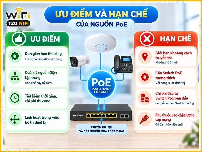 Ưu điểm và hạn chế của nguồn PoE