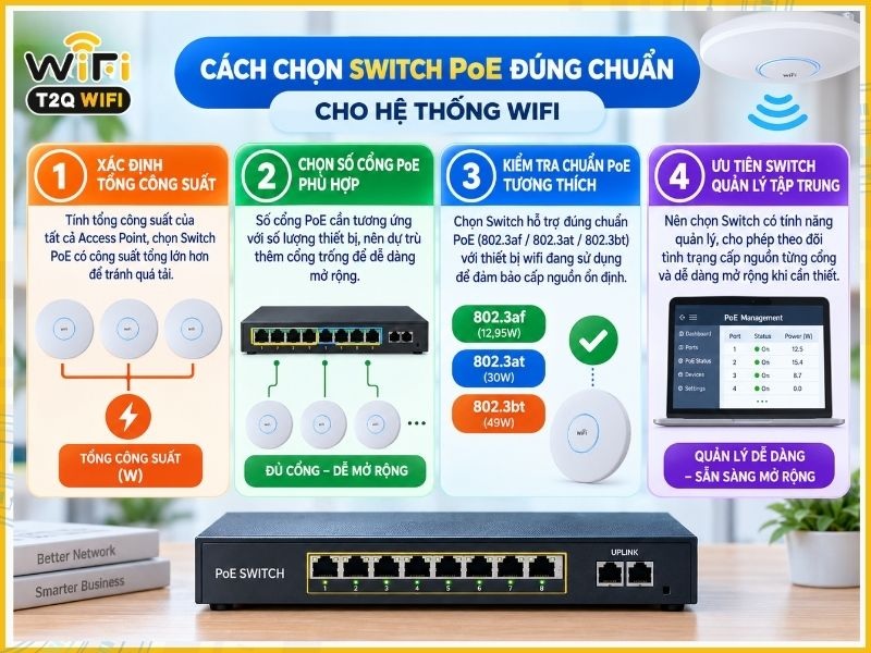 Cách chọn Switch PoE đúng chuẩn cho hệ thống wifi