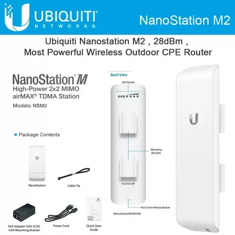 Thiết bị truyền dẫn không dây thông minh Ubiquiti AirMax NanoStationM2