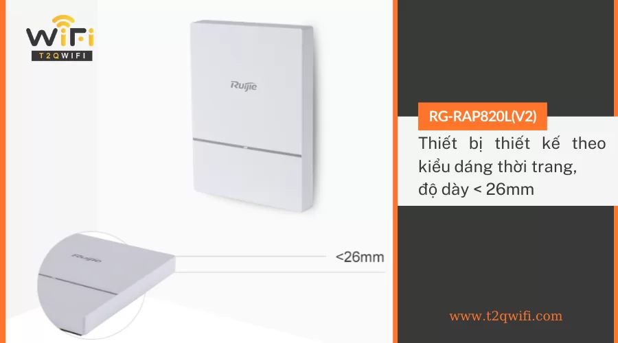 Thiết kế đặc biệt của thiết bị phát sóng WiFi Ruijie RG-AP820-L(V2)