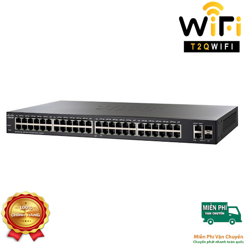CISCO SF220-48-K9, Switch 48-Port 10/100Mbps+2 Combo mini-GBIT, Managed Switch
