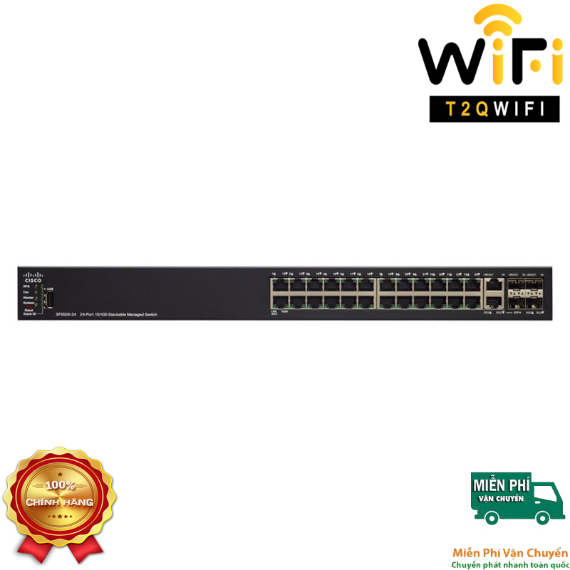 CISCO SF550X-24-K9, Switch 24-Port 10/100Mbps+4x10 Gigabit Ethernet, Managed Switch