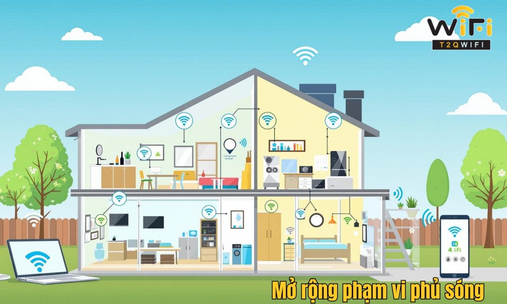 Mo rong pham vi phu song voi mesh WiFi hoac bo khuech dai