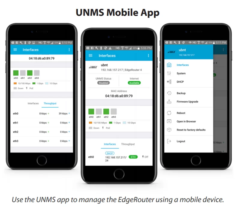Ứng dụng di động UNMS giúp quản lý Edge Router 4 từ xa