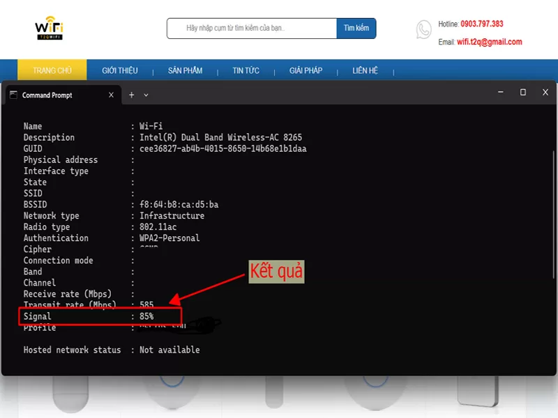 ket qua do toc do mang trong Command Prompt 