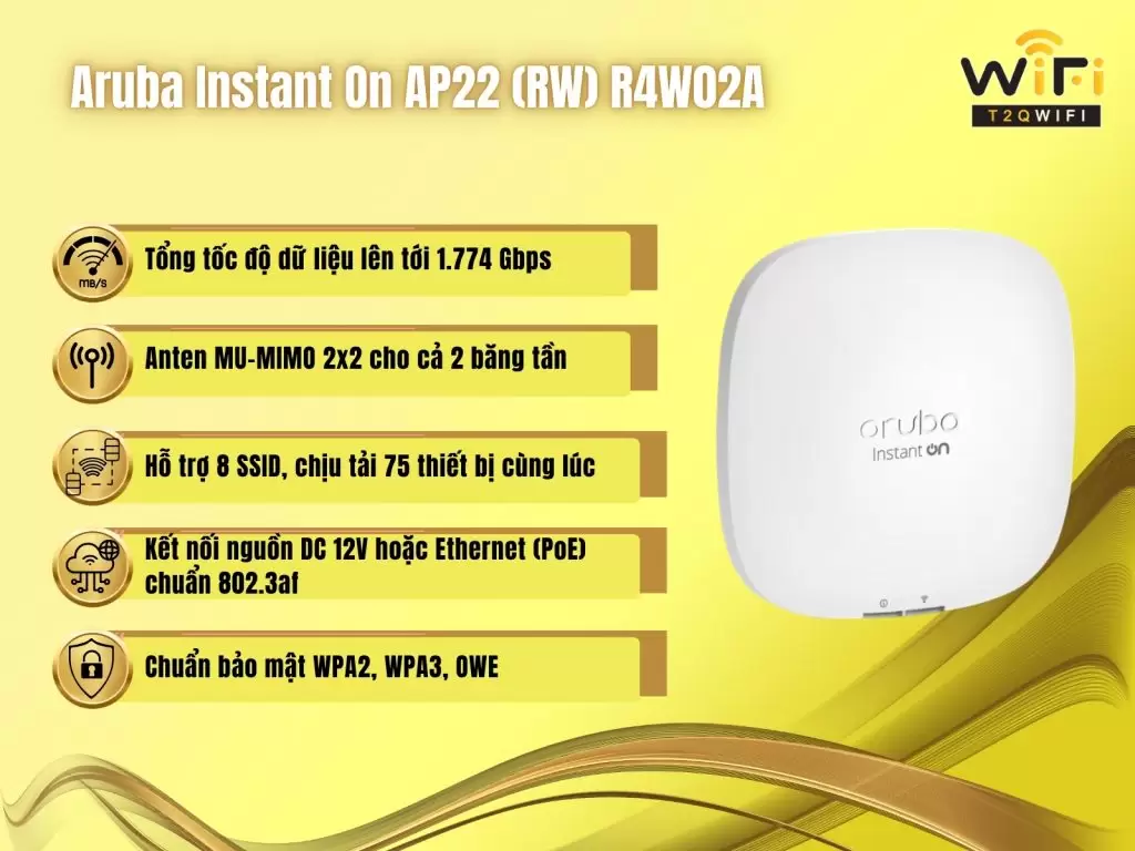 Cau hinh cua Aruba Instant On AP22 RW R4W02A