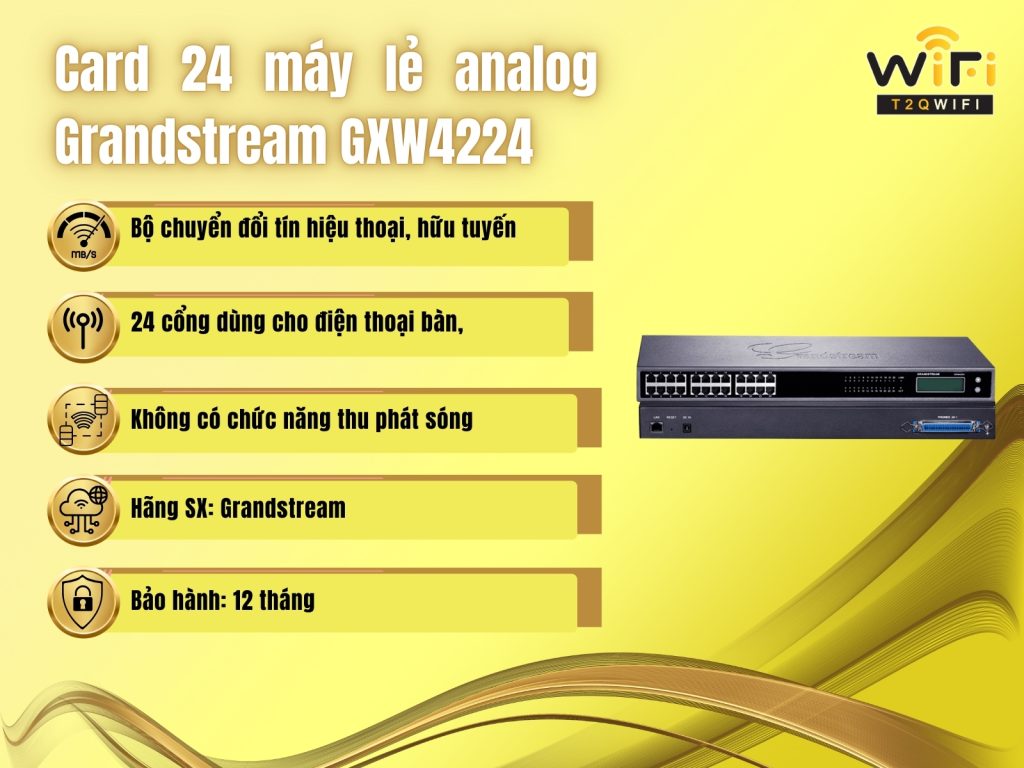 Thong so ky thuat card 24 may le analog Grandstream GXW4224