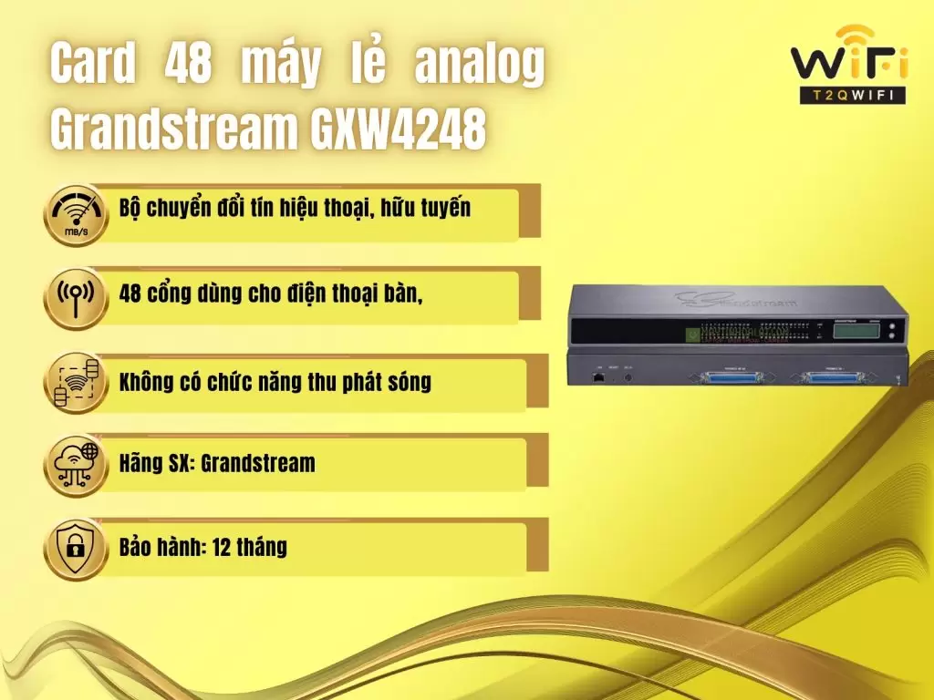 Thong tin cau hinh Card 48 may le analog Grandstream GXW4248
