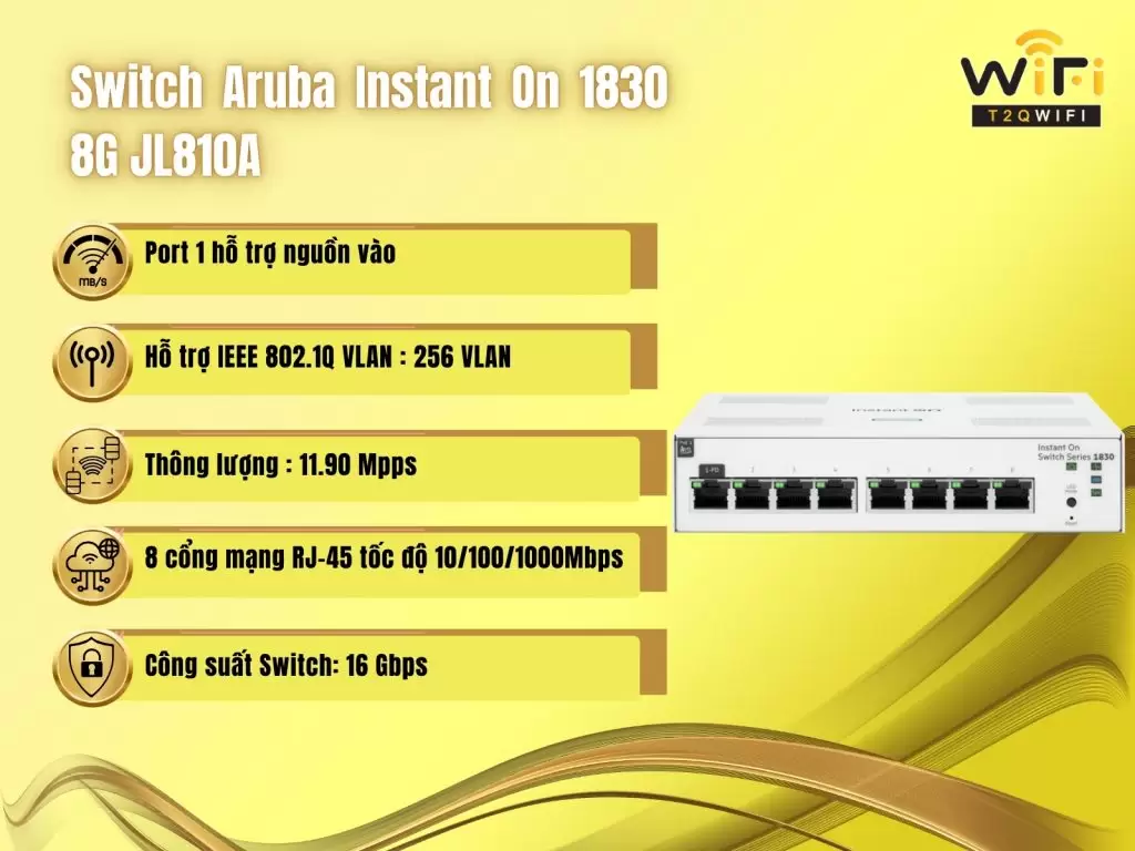 Thong tin cau hinh cua Switch Aruba Instant On 1830 8G JL810A