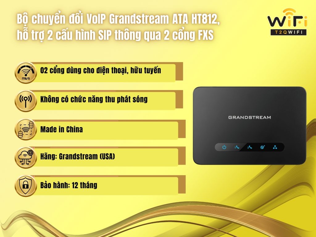 Thong so ky thuat cua Bộ chuyển đổi VoIP Grandstream ATA HT812