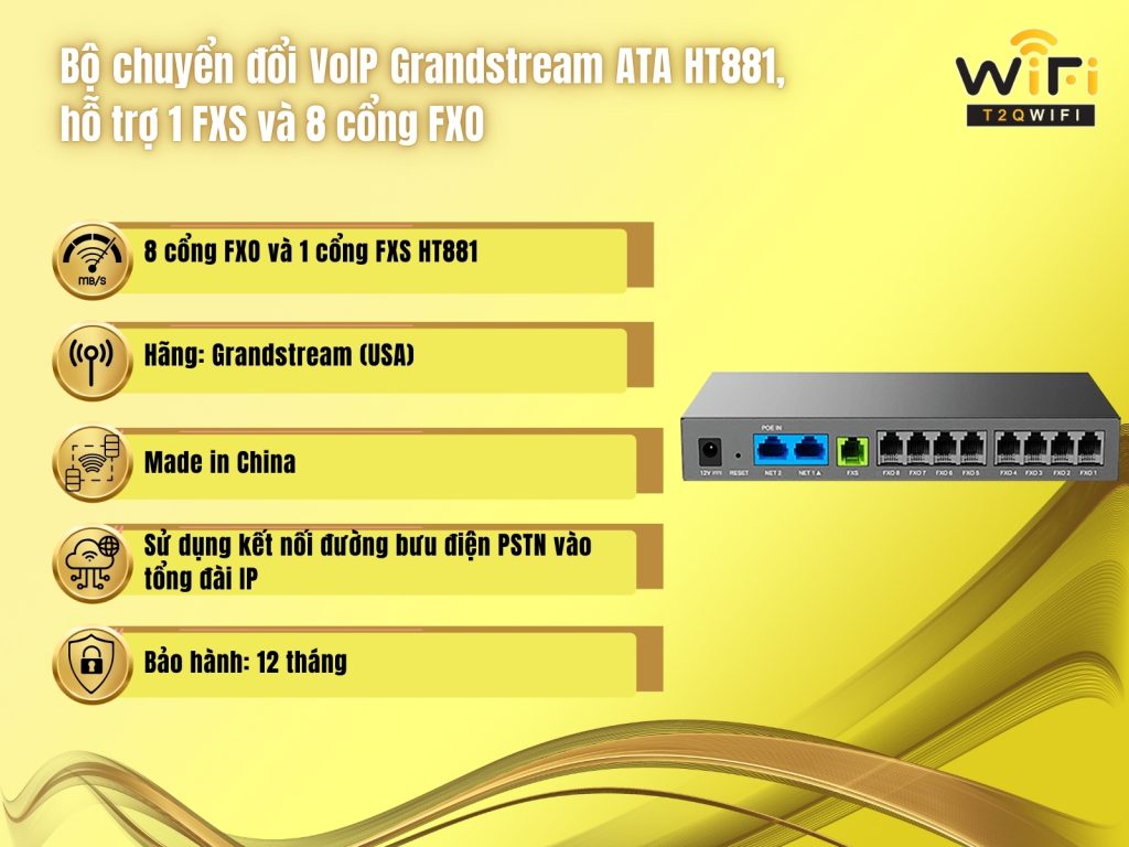 Thong so ky thuat cua bo chuyen doi VoIP Grandstream ATA HT881