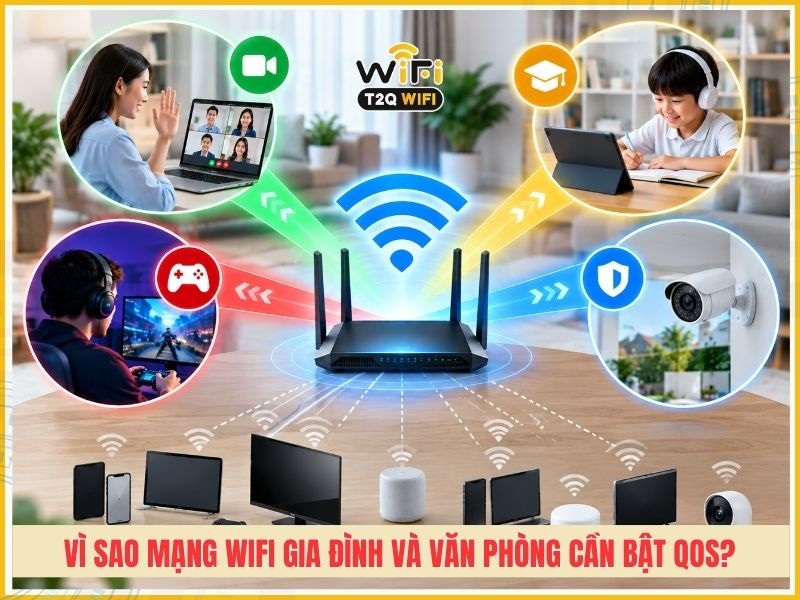 Vì sao mạng WiFi gia đình và văn phòng cần bật QoS?