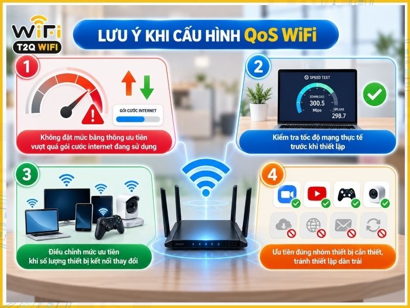lưu ý khi cấu hình QoS WiFi