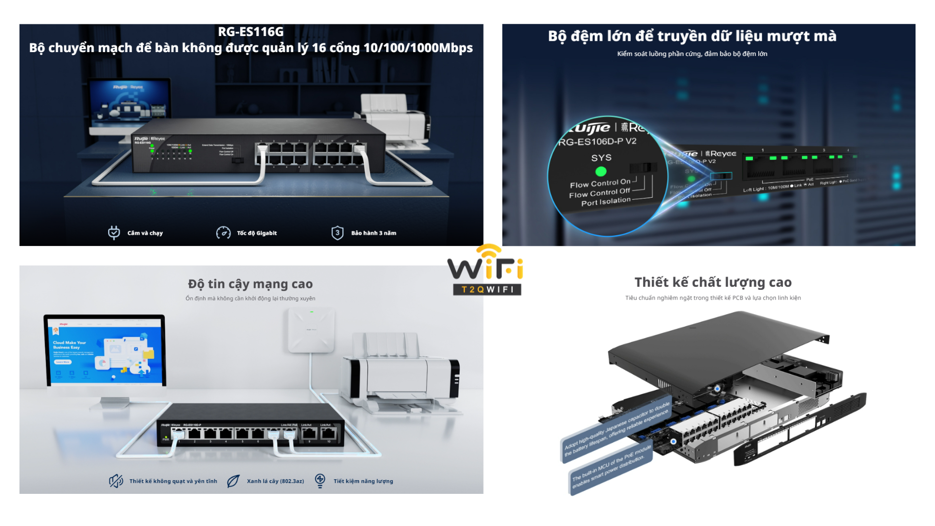Thiết bị chuyển mạch Ruijie RG-ES116G