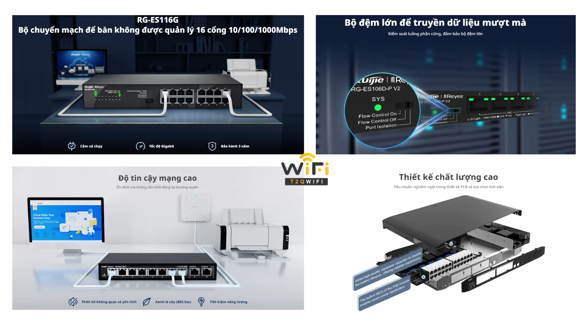 Thiết bị chuyển mạch Ruijie RG-ES116G