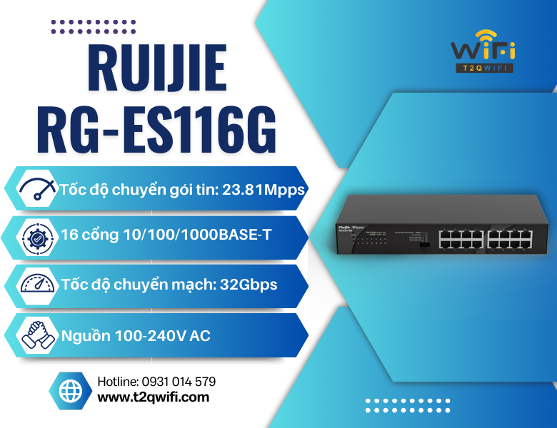 Thiết bị chuyển mạch Ruijie RG-ES116G