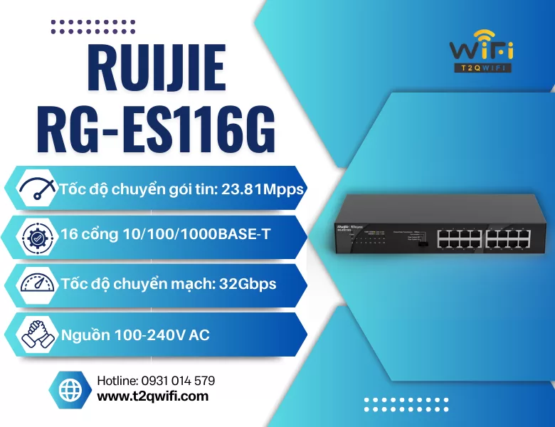 Thiết bị chuyển mạch Ruijie RG-ES116G