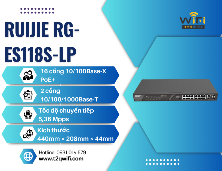Thiết bị chuyển mạch Ruijie RG-ES118S-LP