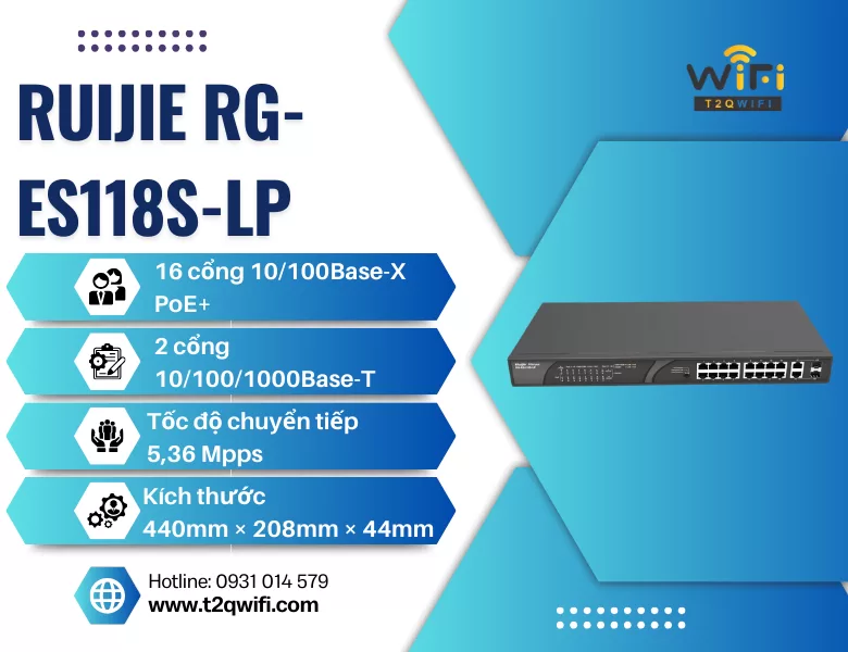Thiết bị chuyển mạch Ruijie RG-ES118S-LP
