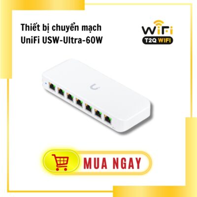 Thiết bị chuyển mạch UniFi USW-Ultra-60W| 7 cổng PoE/PoE+, 1 cổng PoE++| Công suất chuyển mạch 16 Gbps