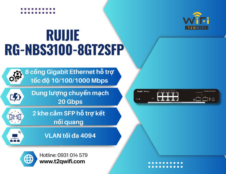Thiết bị chuyển mạch Ruijie RG-NBS3100-8GT2SFP