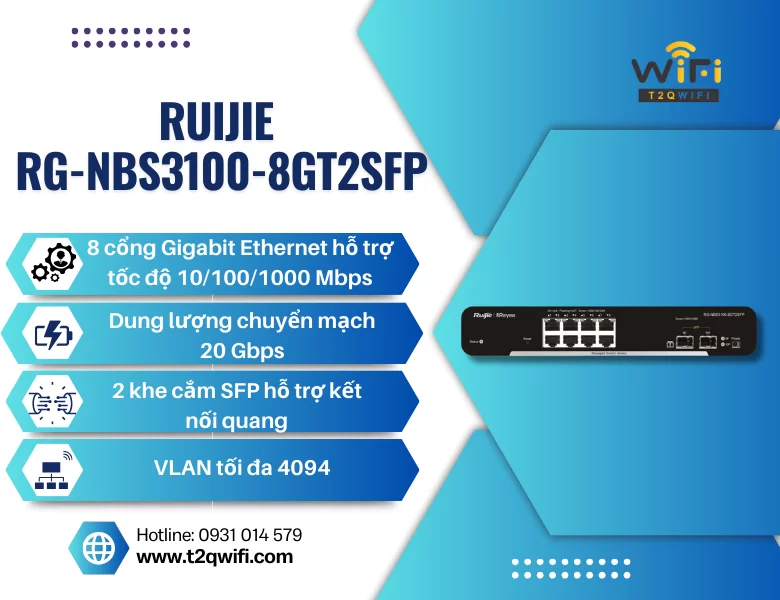 Thiết bị chuyển mạch Ruijie RG-NBS3100-8GT2SFP