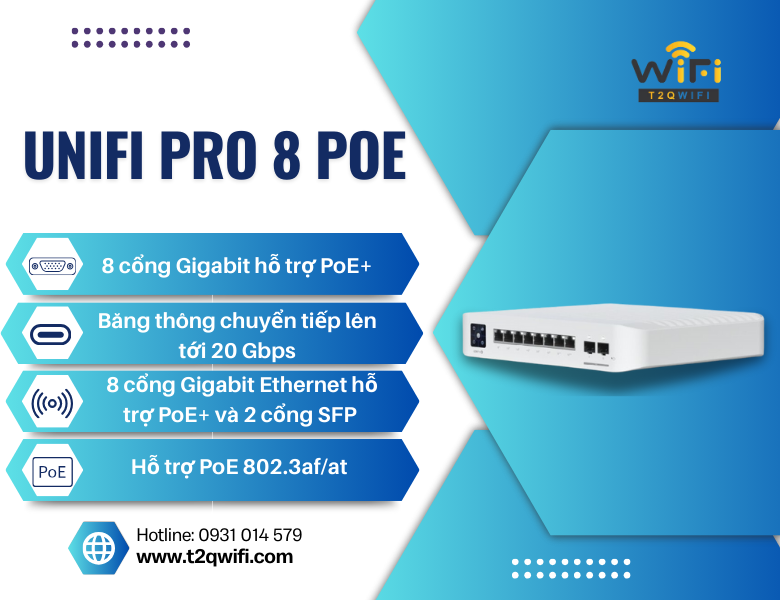 Thiết bị chuyển mạch Switch UniFi Pro 8 PoE