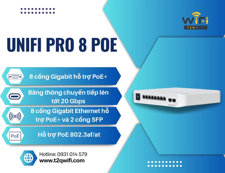 Thiết bị chuyển mạch Switch UniFi Pro 8 PoE