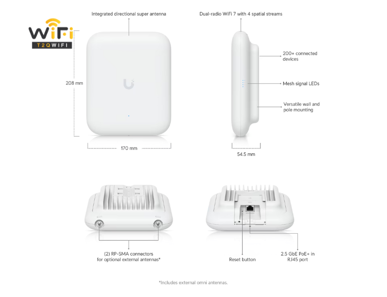 Tính năng của bộ phát wifi UniFi U7 Outdoor (U7 Outdoor) 