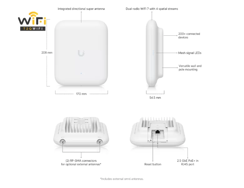 Tính năng của bộ phát wifi UniFi U7 Outdoor (U7 Outdoor) 
