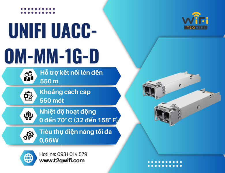 Thông số kỹ thuật của module quang SFP UniFi Multi-Mode UACC-OM-MM-1G-D