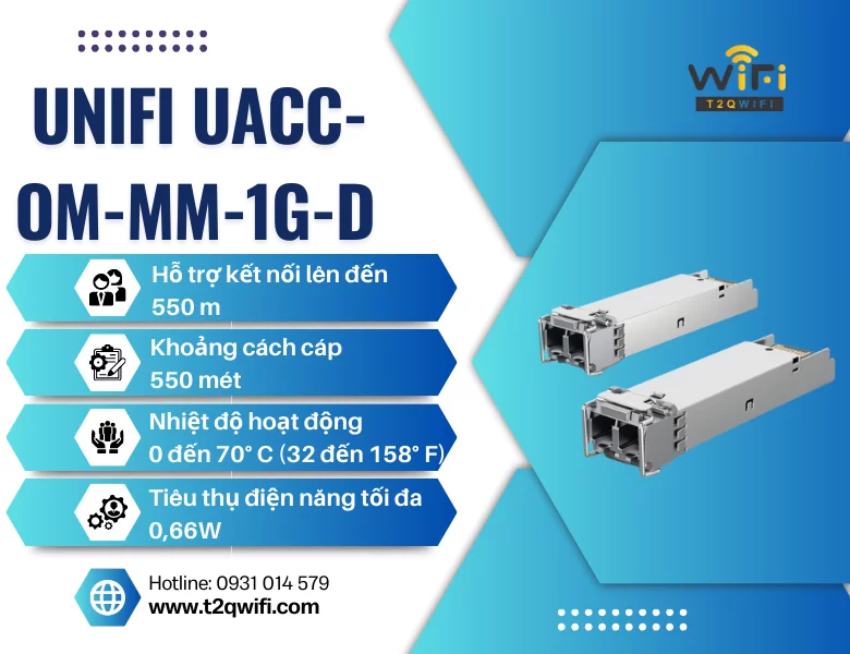 Thông số kỹ thuật của module quang SFP UniFi Multi-Mode UACC-OM-MM-1G-D