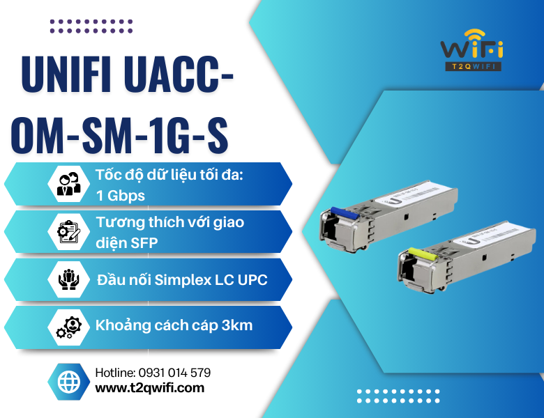 Thông số kỹ thuật của module quang SFP UniFi Single-Mode (UACC-OM-SM-1G-S)