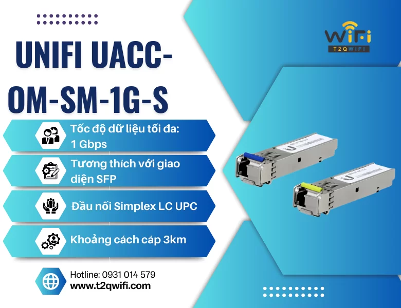 Thông số kỹ thuật của module quang SFP UniFi Single-Mode (UACC-OM-SM-1G-S)