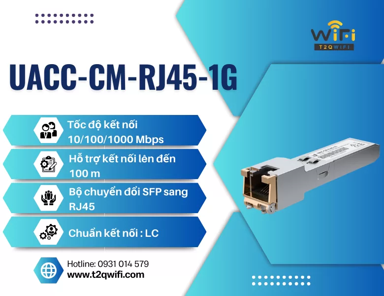 Thông số kỹ thuật của module quang UniFi SFPSFP+ to RJ45 (UACC-CM-RJ45-1G)