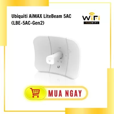 Thiết bị thu phát Point to Point Ubiquiti AiMAX LiteBeam 5AC (LBE-5AC-Gen2) | Tiêu thụ điện năng 7W | Công suất đầu ra 25 dBm | Băng tần 5 GHz