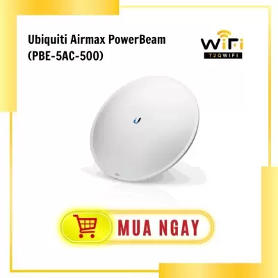 Thiết bị thu phát Point to Point Ubiquiti Airmax PowerBeam (PBE-5AC-500) | Tiêu thụ điện năng 8,5W | Tốc độ truyền tải 450+ Mbps