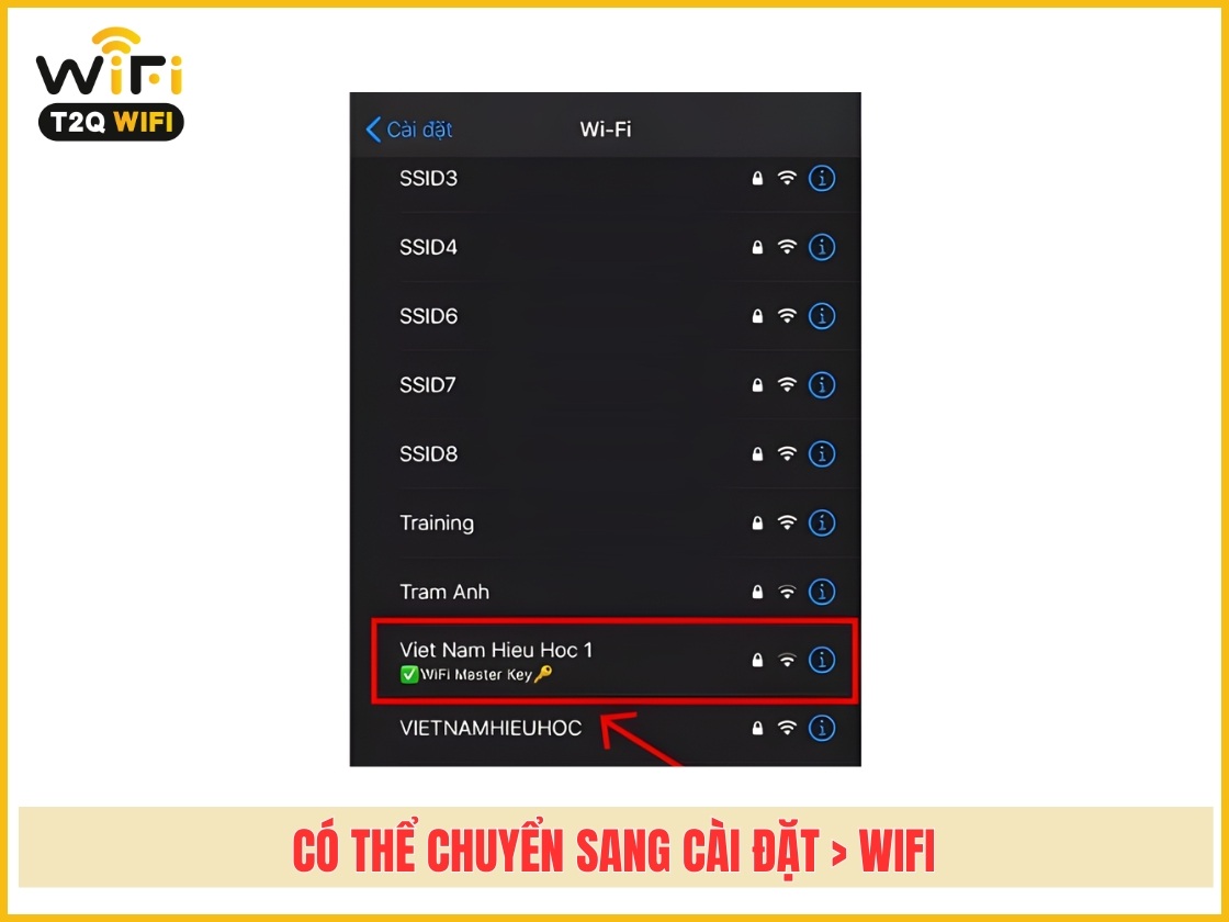 Bước 4: Nếu ứng dụng hiển thị hướng dẫn chuyển sang Cài đặt > Wifi