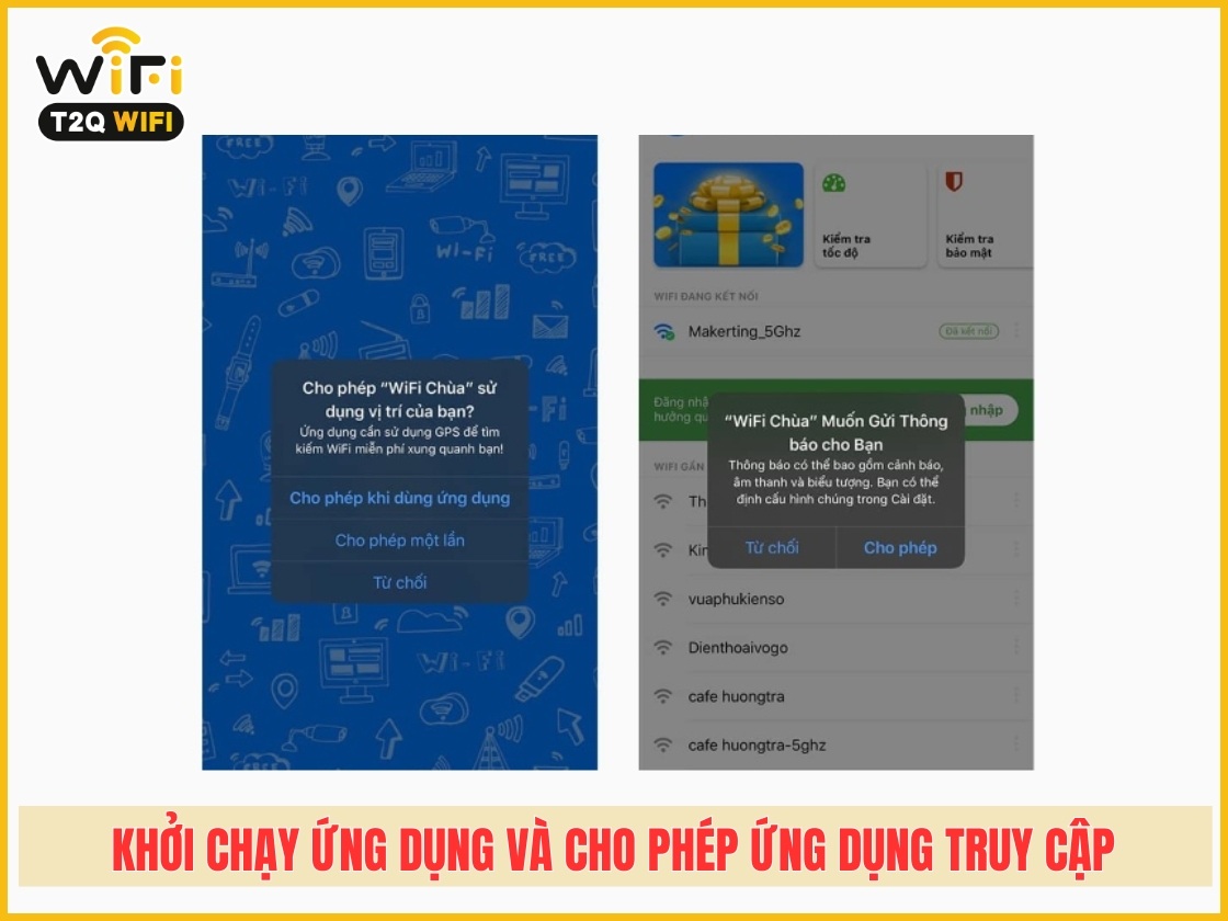 Bước 2: Khởi chạy ứng dụng và cho phép ứng dụng truy cập vị trí