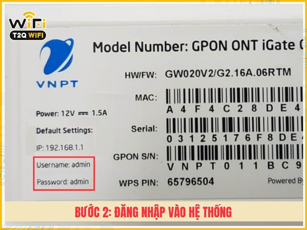 Bước 2: Đăng nhập vào hệ thống