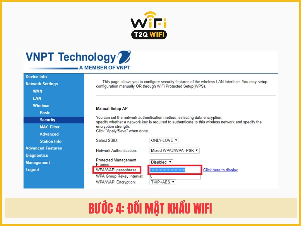Bước 4: Đổi mật khẩu wifi