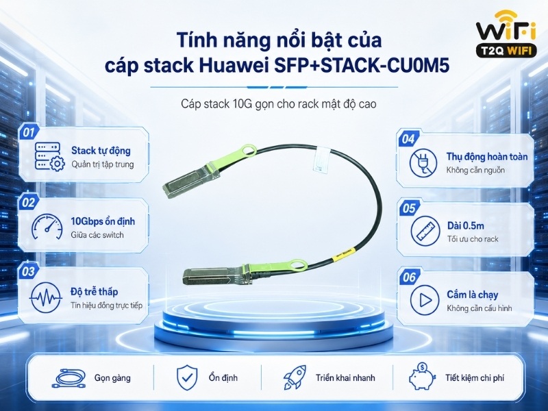 Tính năng nổi bật của cáp stack Huawei SFP+STACK-CU0M5