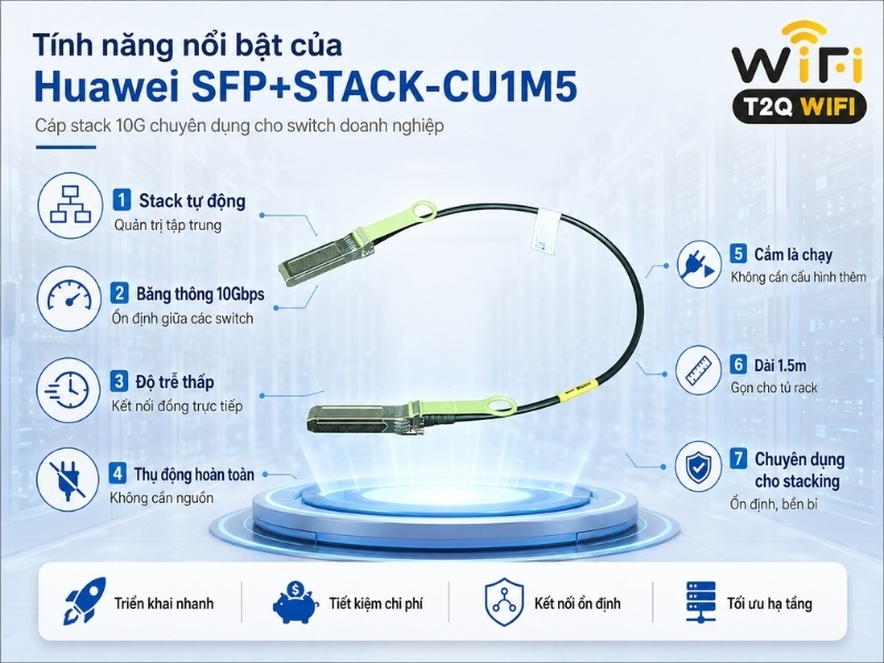 Tính năng nổi bật của sản phẩm Huawei SFP+STACK-CU1M5
