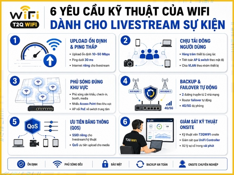 yêu cầu kỹ thuật của Wifi dành cho livestream sự kiện