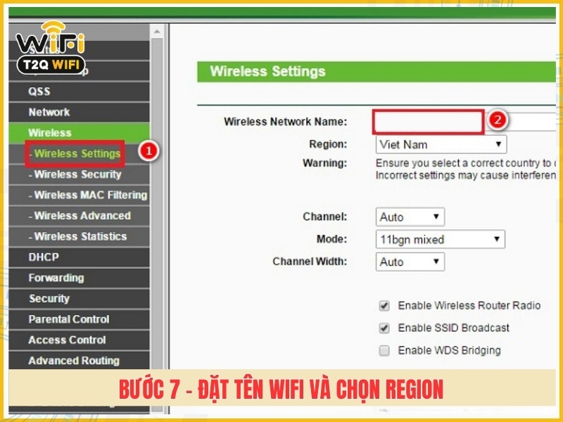 Bước 7 - Đặt tên Wifi và chọn Region