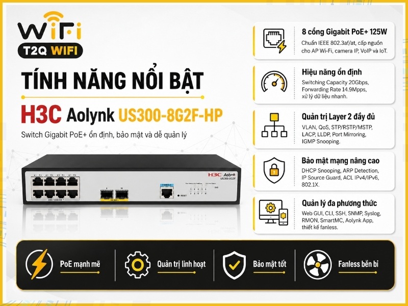 Tính năng nổi bật của H3C Aolynk US300-8G2F-HP