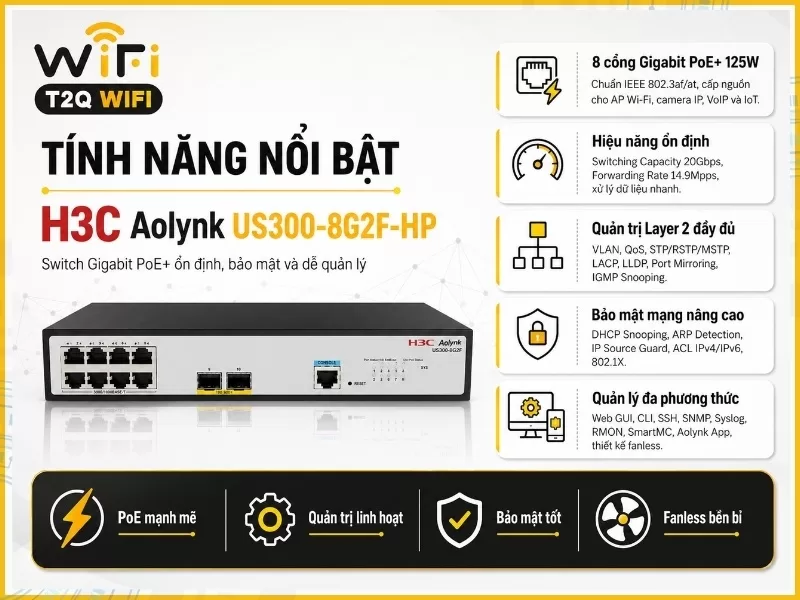 Tính năng nổi bật của H3C Aolynk US300-8G2F-HP