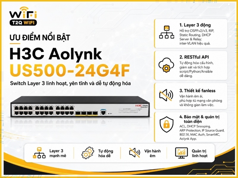 Ưu điểm nổi bật của H3C Aolynk US500-24G4F