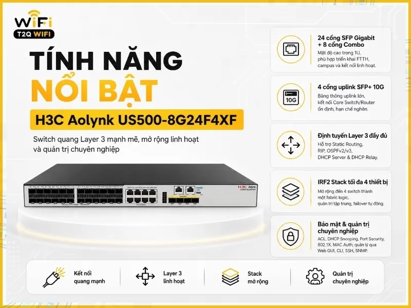 Tính năng nổi bật của H3C Aolynk US500-8G24F4XF