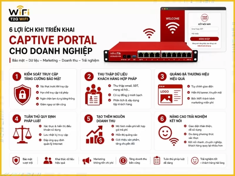 lợi ích khi triển khai Captive Portal cho doanh nghiệp